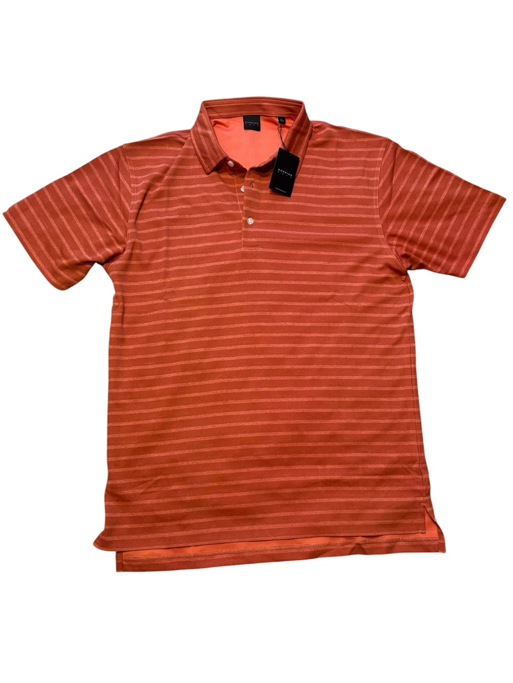 Men's premium Dunning Golf Striped Orange Polo Shirt